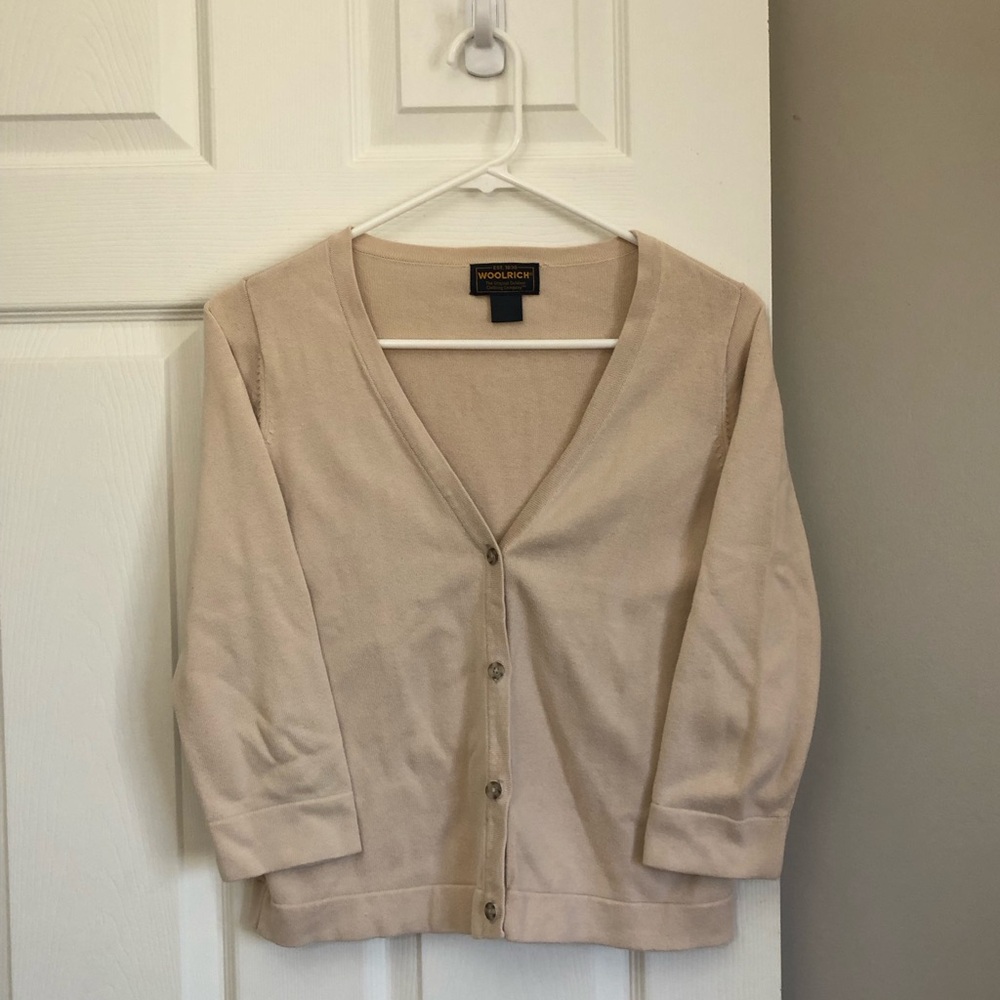 Vintage 1990s Woolrich Lightweight Cotton Button Lightweight Sweater Cardigan S